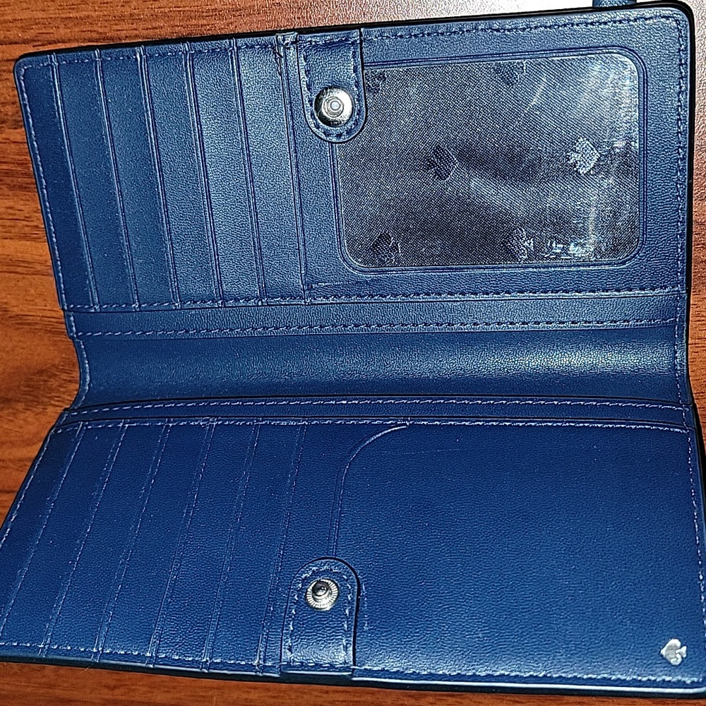 Kate Spade Cameron Lavender Mist/Petrol Blue Leather Large Slim Bifold Wallet - Picture 4 of 8